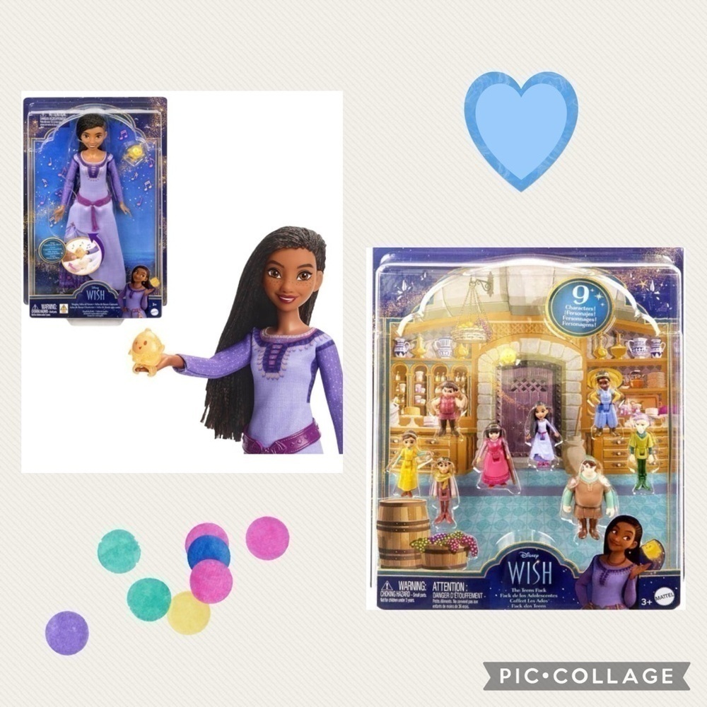NWT-DISNEY WISH-TOY BUNDLE-SINGING ASHA IF ROSAS & THE TEENS 8 MINI POSABLE